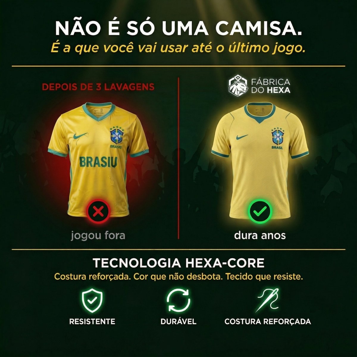 Camisa Seleção Brasileira 2026 - Torcedor Pro® - Fábrica do Hexa - Mantos da Seleção 2026