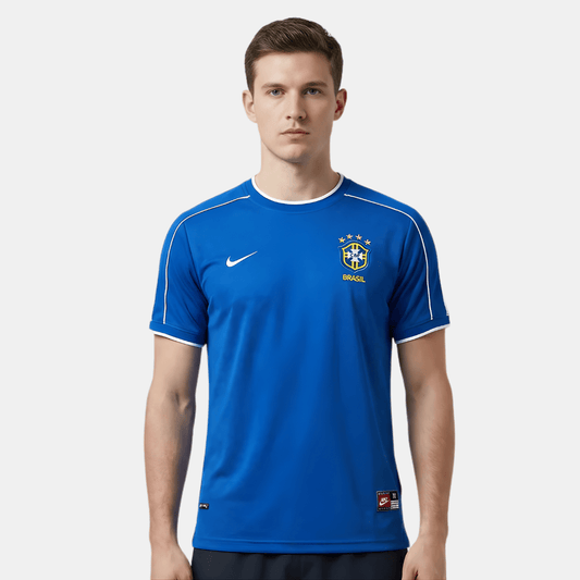 Camisa Seleção Brasileira Retrô 1998/99 Azul - Fábrica do Hexa - Mantos da Seleção 2026