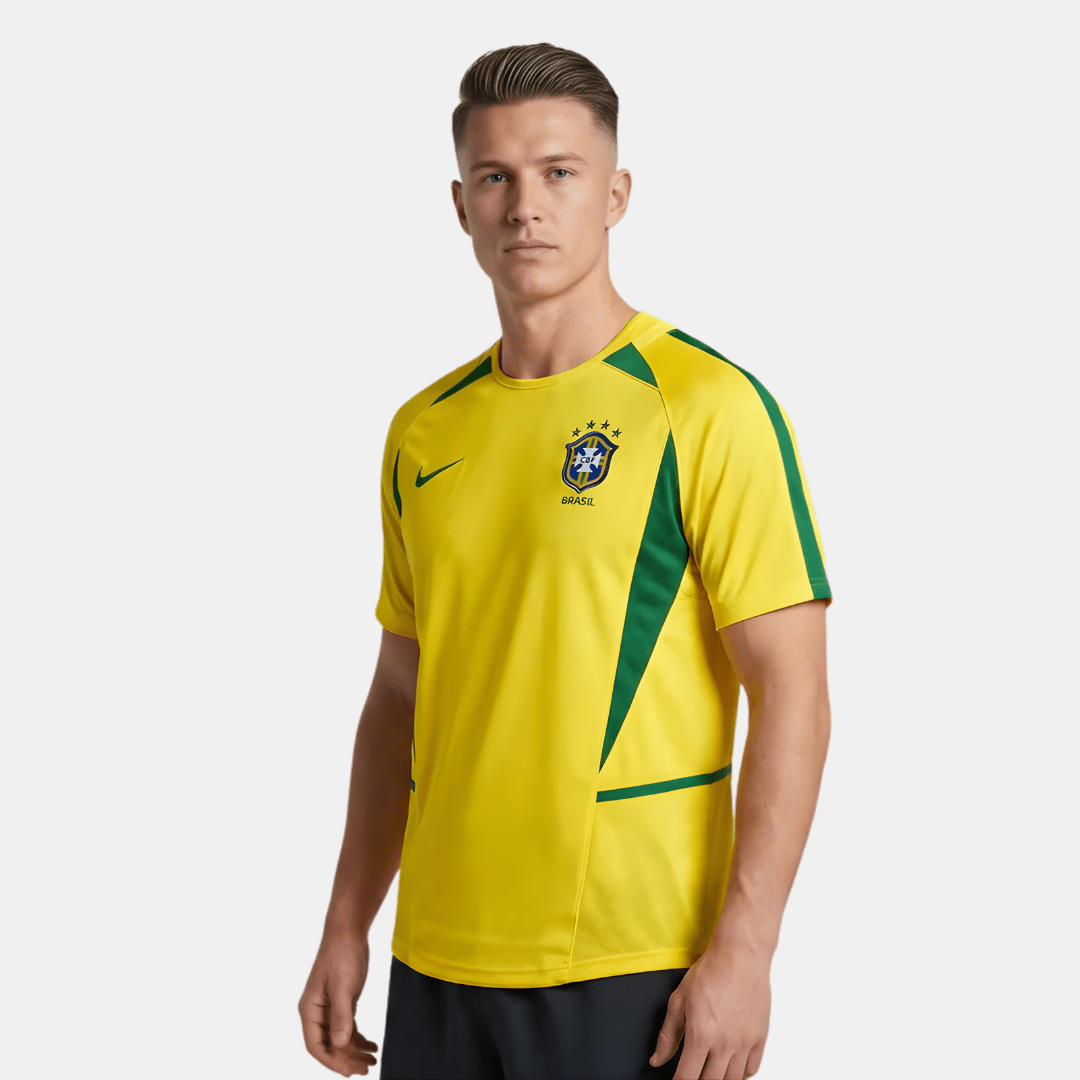 Camisa Seleção Brasileira Retrô 2002/03 Amarela - Fábrica do Hexa - Mantos da Seleção 2026